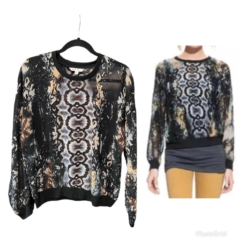 SALE!!! CAbi Dressed Up Python Sheer Sweatshirt Sz M - EUC